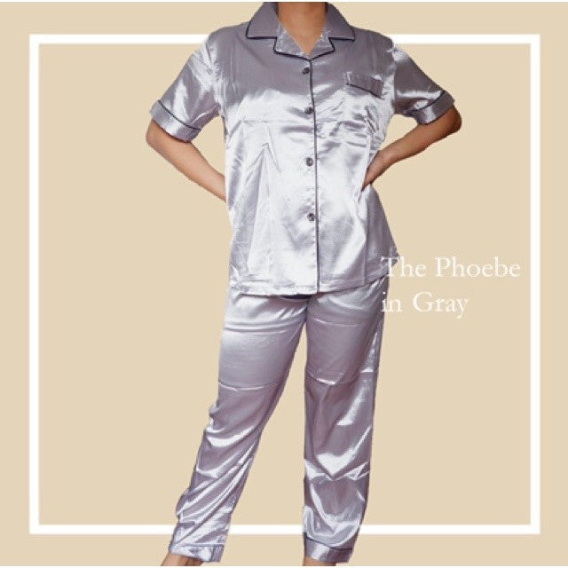 PHOEBE | satin shortsleeves + pants pajama set | PajamasOverload