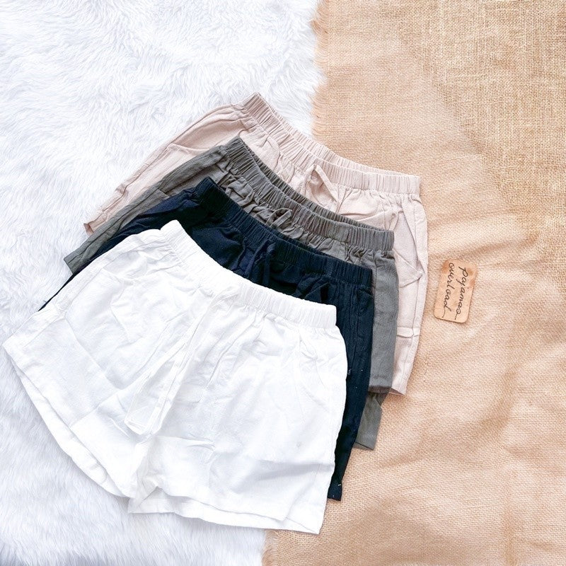 SAKURA | linen basic everyday shorts with pocket | PajamasOverload