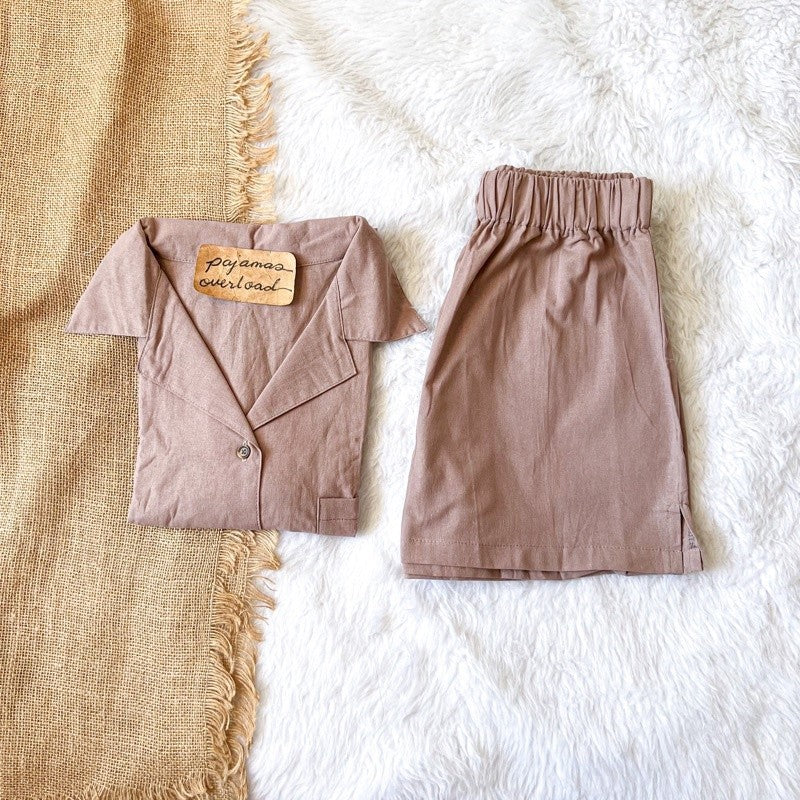 BRIA | premium cotton linen shortsleeves top + shorts sleepwear set | PajamasOverload