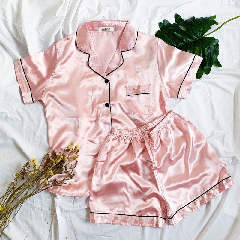 RACHEL | satin shortsleeves + shorts pajama set | PajamasOverload