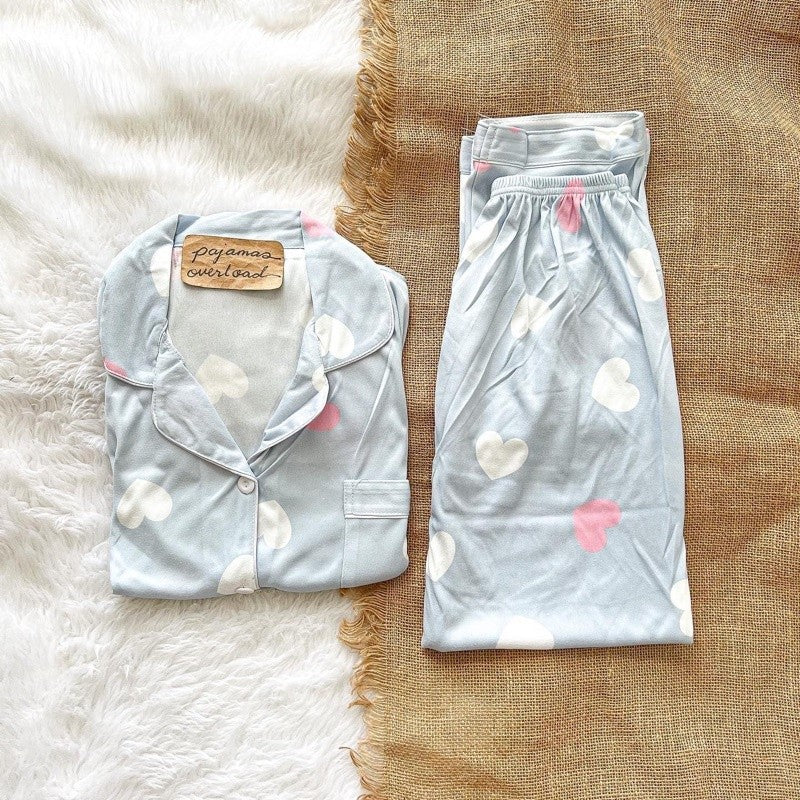 JOEY | polycotton shortsleeves + pants pajama sleepwear set | PajamasOverload