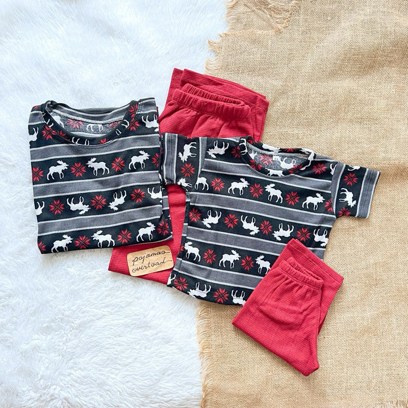 CHRISTMAS FAMILY SET | waffle/knit shirt + pants pajama set | PajamasOverload