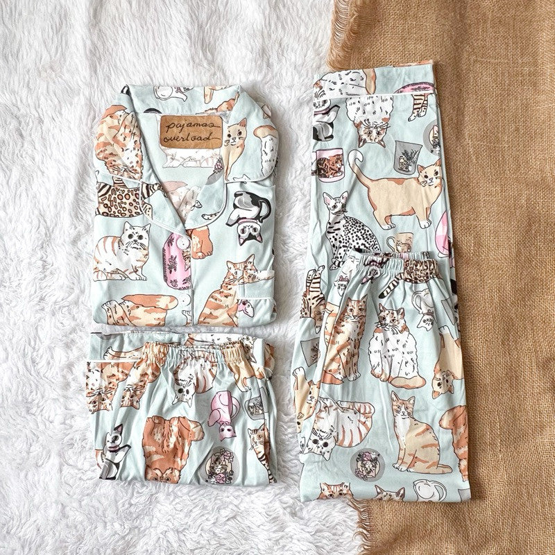 MARSHALL | polycotton shortsleeves top + pants + shorts 3in1 pajama set | PajamasOverload