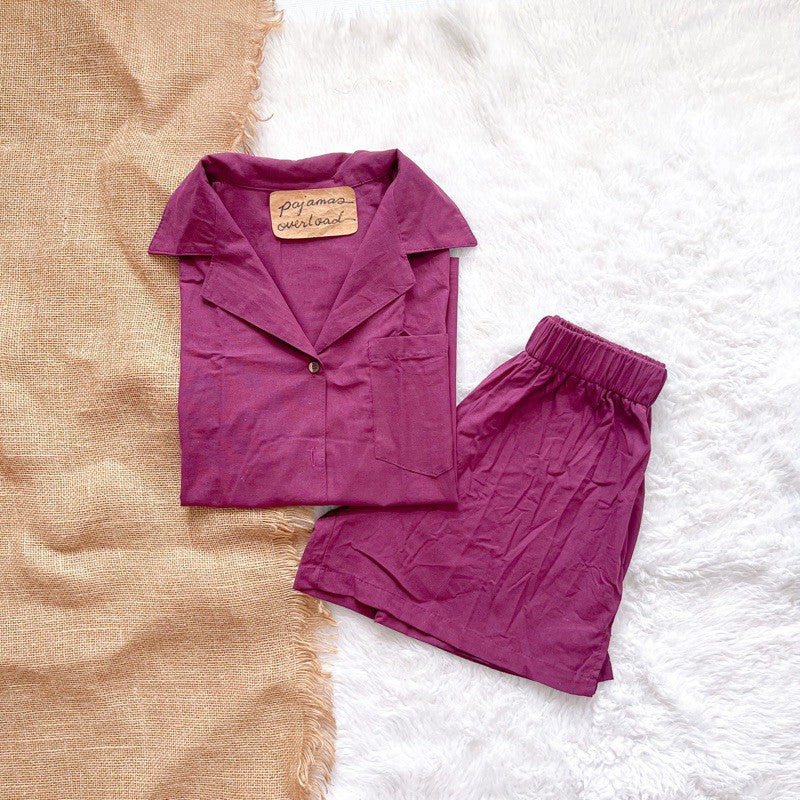 BRIA | premium cotton linen shortsleeves top + shorts sleepwear set | PajamasOverload