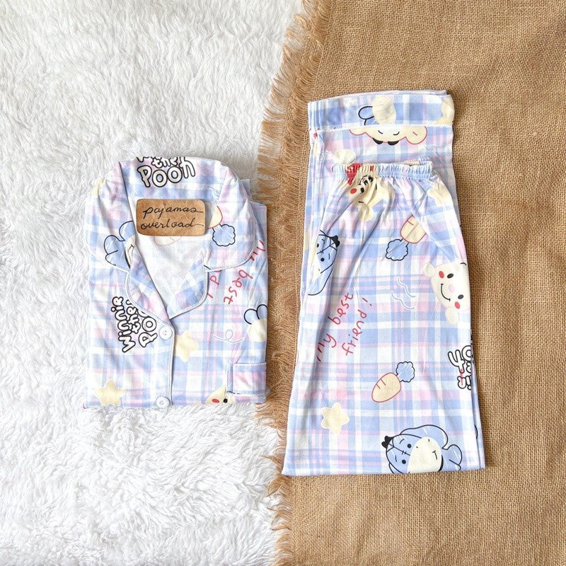 JOEY | polycotton shortsleeves + pants sleepwear pajama set | PajamasOverload