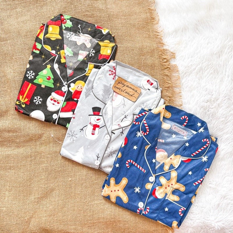 CHRISTMAS SHORTS | polycotton/satin shortsleeves + shorts pajama set | PajamasOverload