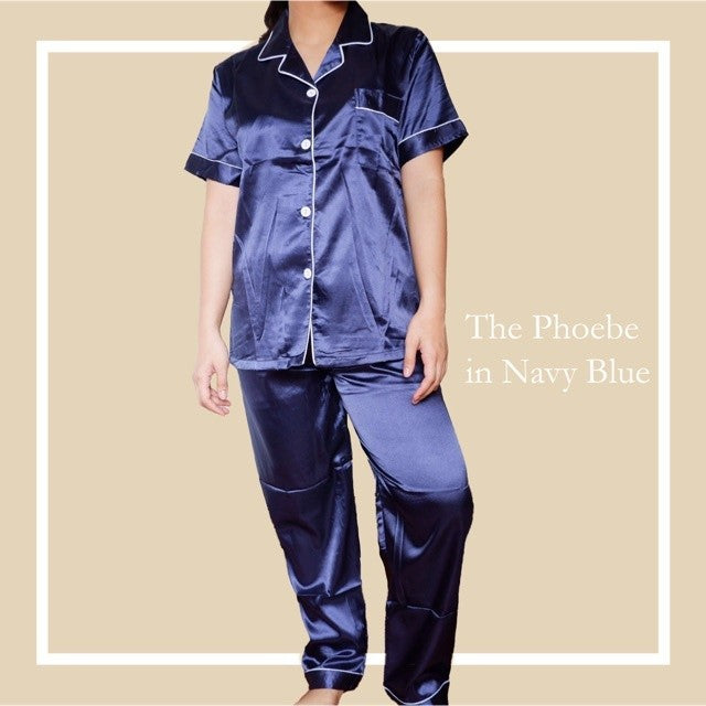 PHOEBE | satin shortsleeves + pants pajama set | PajamasOverload