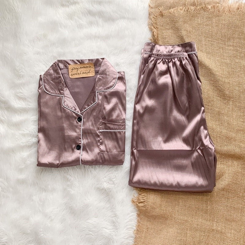 PHOEBE | satin shortsleeves + pants pajama set | PajamasOverload