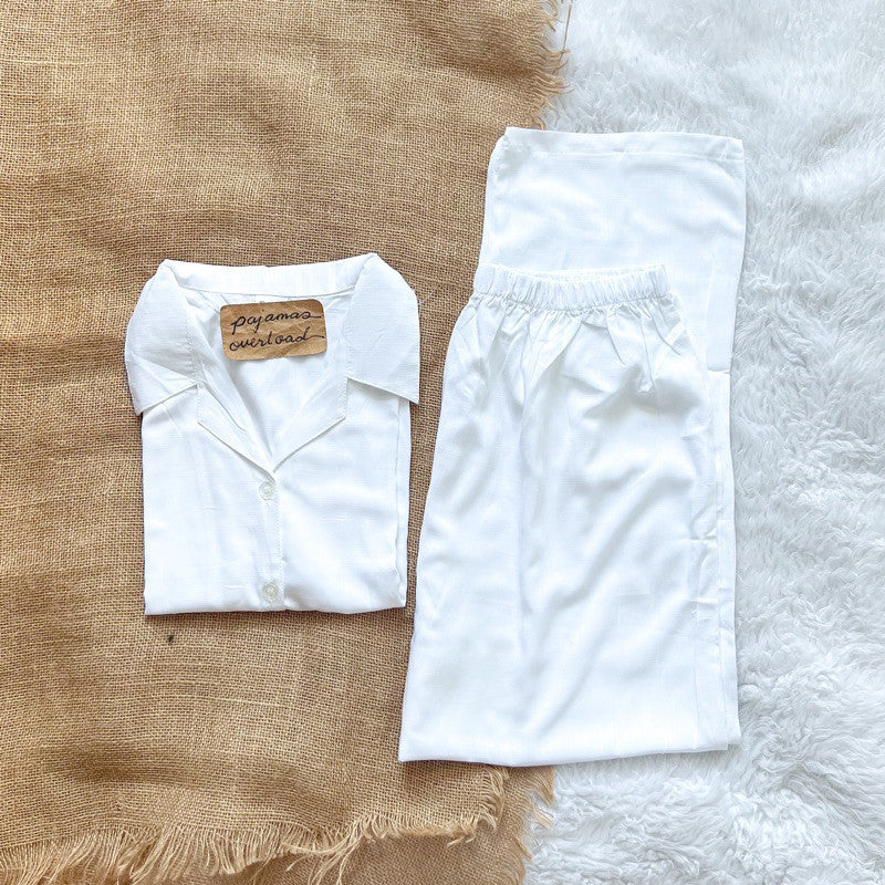 MERLIN | soft linen/Challis shortsleeves + pants sleepwear pajama set | PajamasOverload