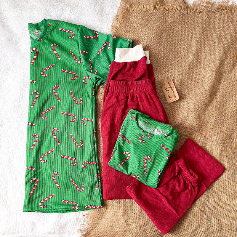 PREMIUM CHRISTMAS FAMILY | cotton waffle/jersey shirt + pants pajama set | PajamasOverload