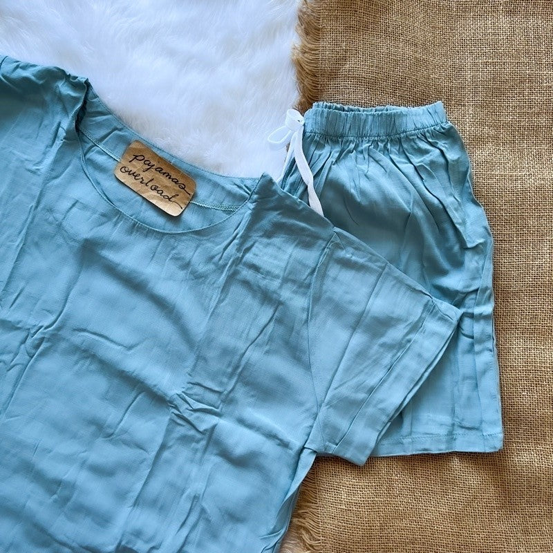 LIZ | soft linen oversized shirt + shorts loungewear pajama set | PajamasOverload