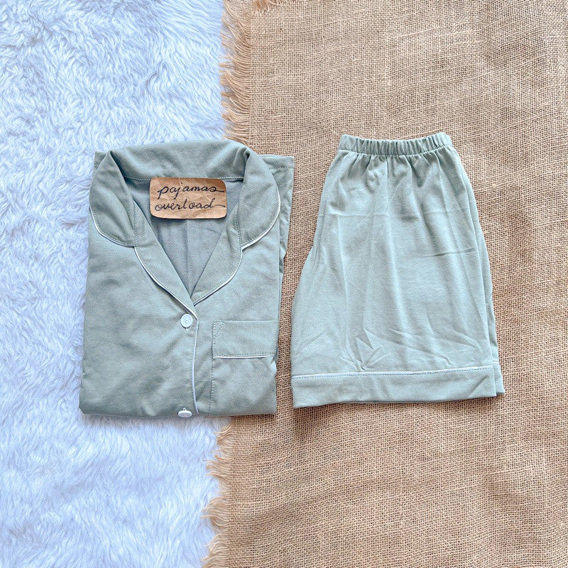 ZEUS PLAIN | cotton jersey shortsleeves top + shorts sleepwear pajama set | PajamasOverload