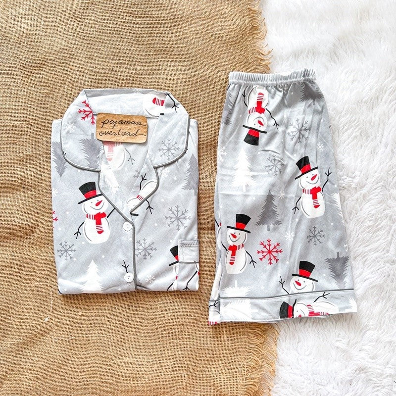 CHRISTMAS SHORTS | polycotton/satin shortsleeves + shorts pajama set | PajamasOverload