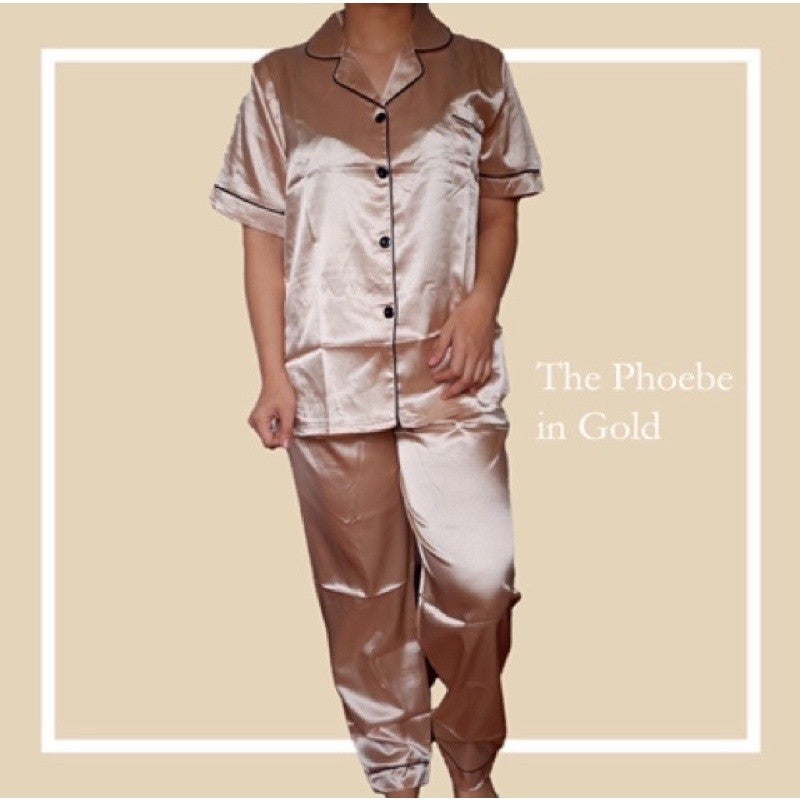 PHOEBE | satin shortsleeves + pants pajama set | PajamasOverload