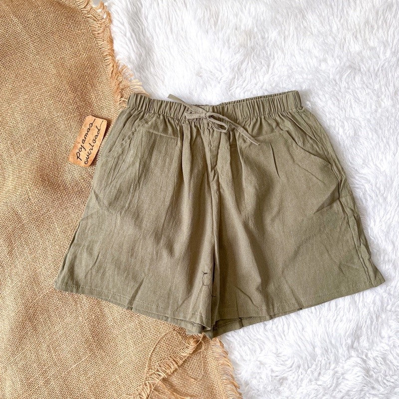 SAKURA | linen basic everyday shorts with pocket | PajamasOverload