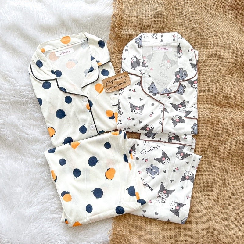 JOEY | polycotton shortsleeves top + pants sleepwear pajama set | PajamasOverload