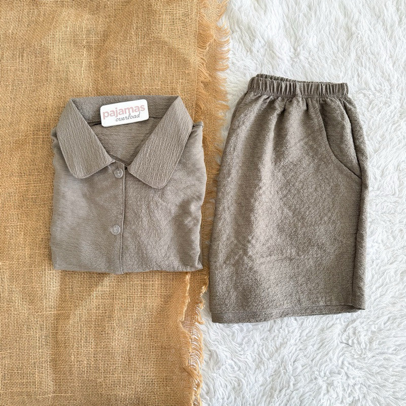 JULIANA | soft linen shortsleeves + shorts buttondown set | PajamasOverload