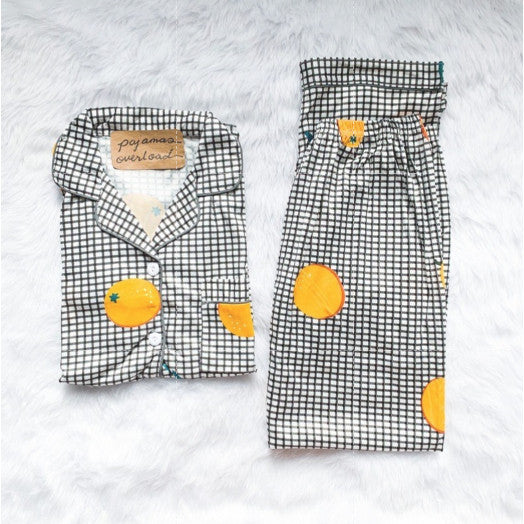 JOEY | polycotton shortsleeves top + pants sleepwear pajama set | PajamasOverload