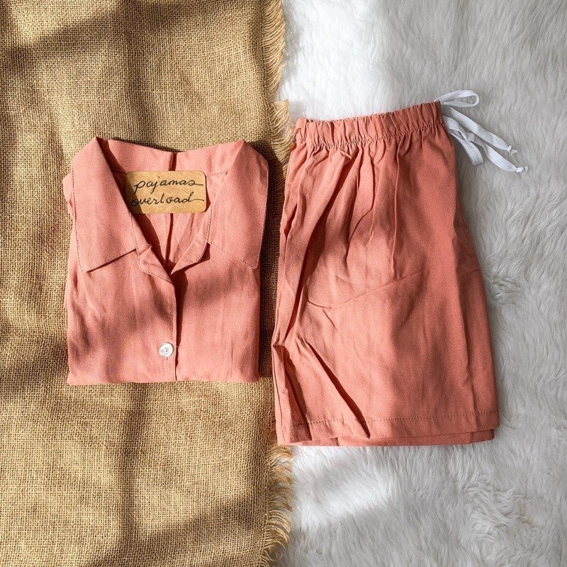 JOY | premium linen shortsleeves top + shorts loungewear sleepwear set | PajamasOverload