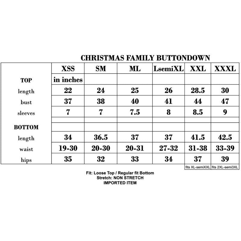 CHRISTMAS BUTTONDOWN FAMILY | polycotton shortsleeves top + pants sleepwear set | PajamasOverload