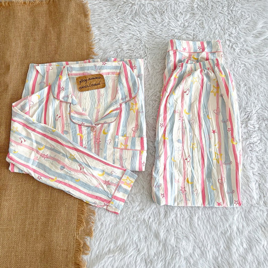 KAWAII | crumpled longsleeves + pants sleepwear pajama set | PajamasOverload