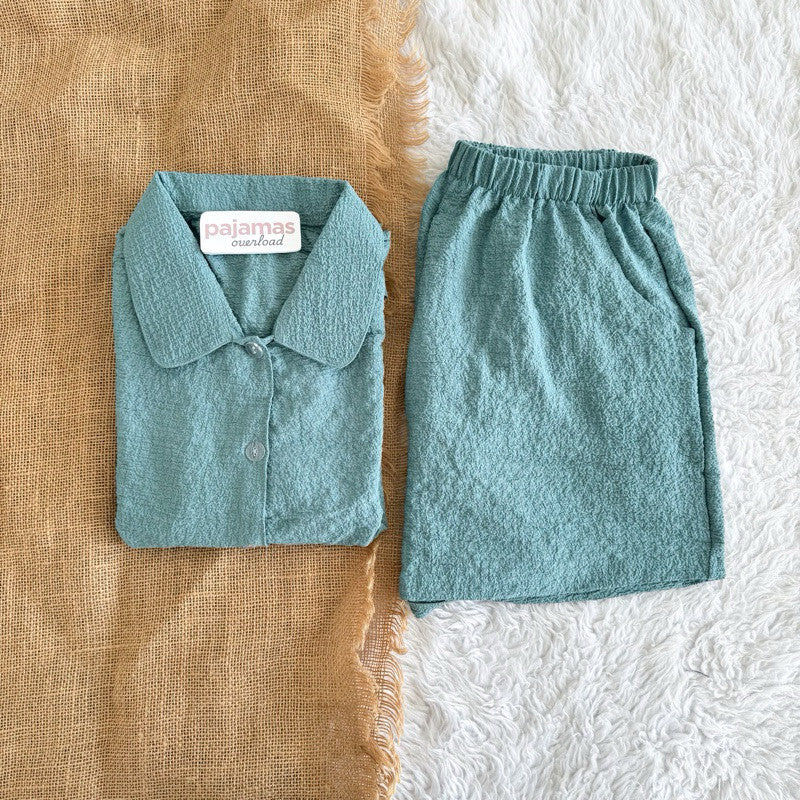 JULIANA | soft linen shortsleeves + shorts buttondown set | PajamasOverload