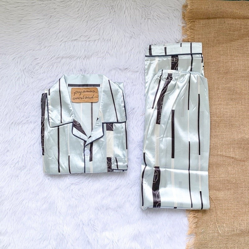 MIKE SATIN | men’s satin shortsleeves + pants sleepwear pajama set | PajamasOverload