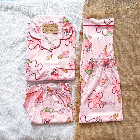 MARSHALL | polycotton 3in1 shortsleeves + shorts + pants pajama sleepwear set | PajamasOverload