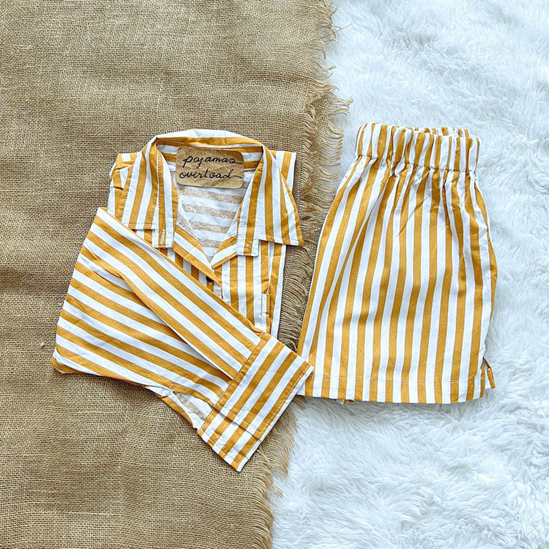 REI SET | cotton linen longsleeves oversized top + shorts loungewear set | PajamasOverload