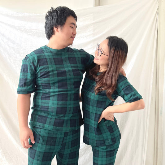 LEE CHRISTMAS | cotton jersey/waffle tshirt top + pants sleepwear pajama set | PajamasOverload