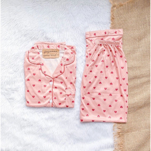 JOEY | polycotton shortsleeves top + pants sleepwear pajama set | PajamasOverload