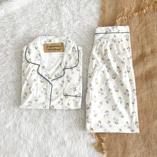JOEY | polycotton shortsleeves top + pants pajama sleepwear set | PajamasOverload