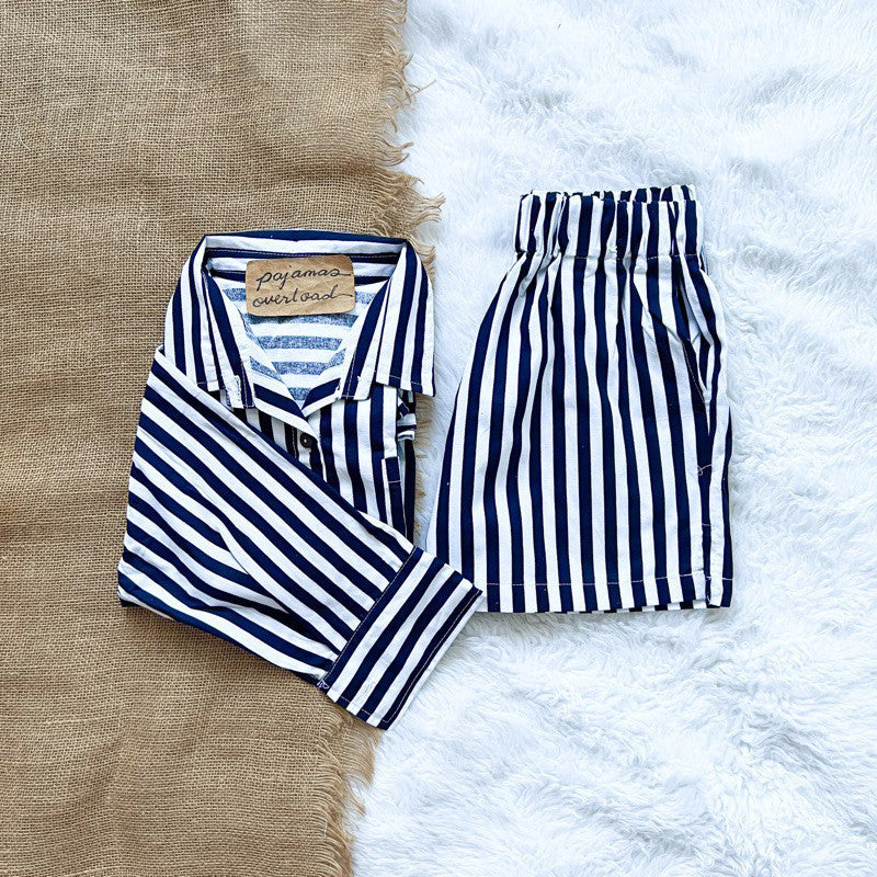 REI SET | cotton linen longsleeves oversized top + shorts loungewear set | PajamasOverload