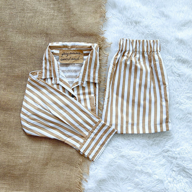 REI SET | cotton linen longsleeves oversized top + shorts loungewear set | PajamasOverload