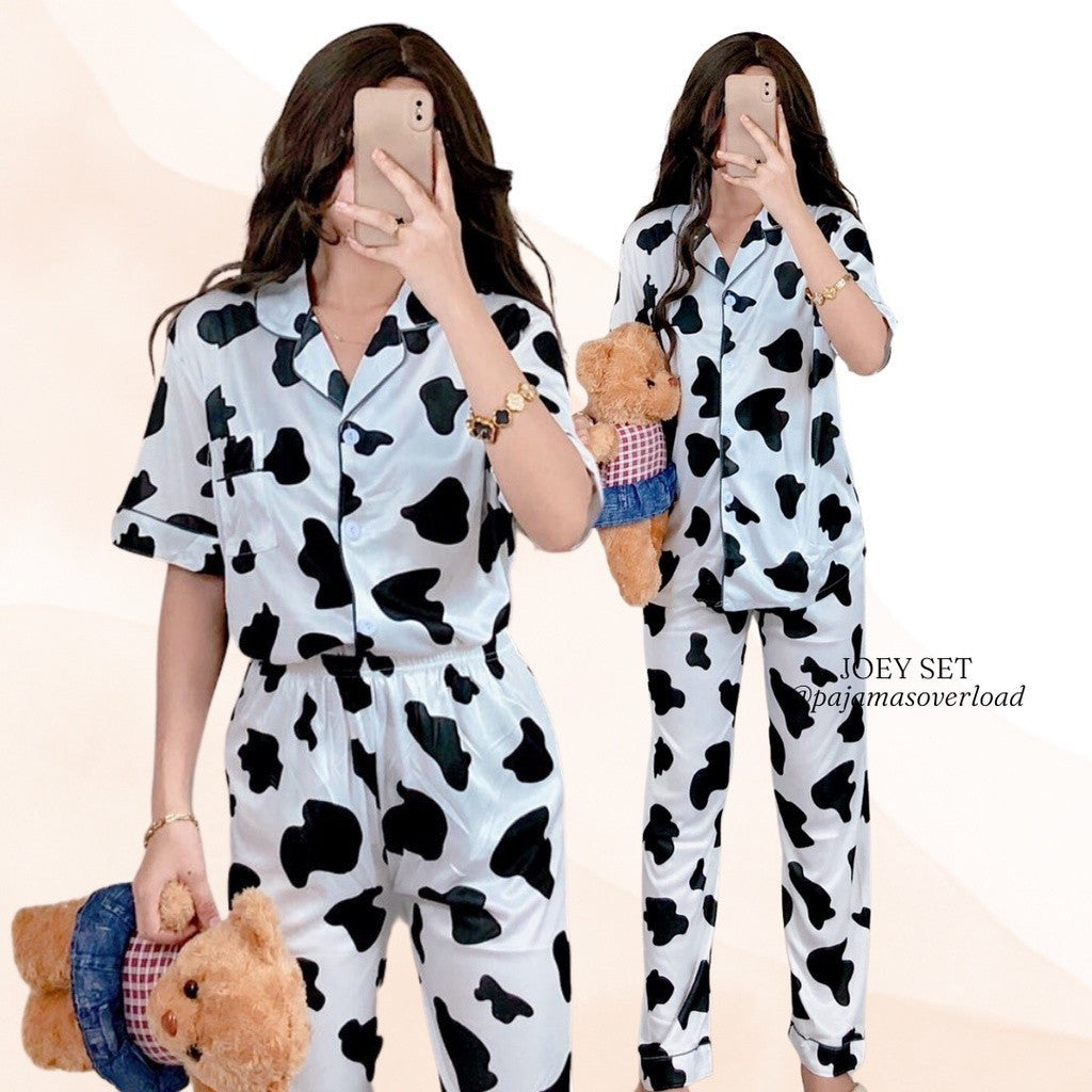 JOEY | polycotton shortsleeves top + pants sleepwear pajama set | PajamasOverload