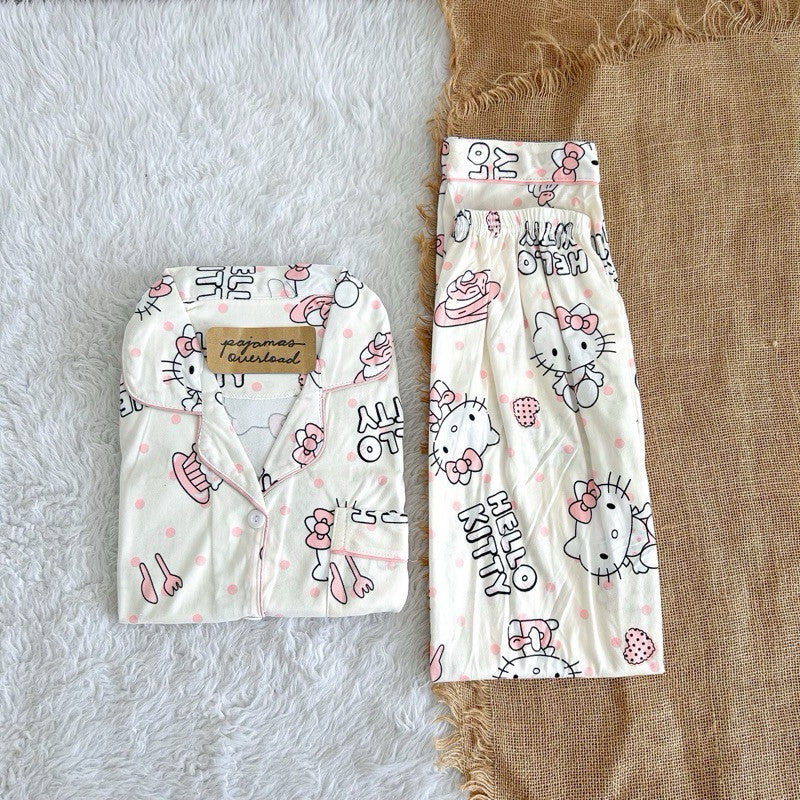 JOEY | polycotton shortsleeves top + pants sleepwear pajama set | PajamasOverload