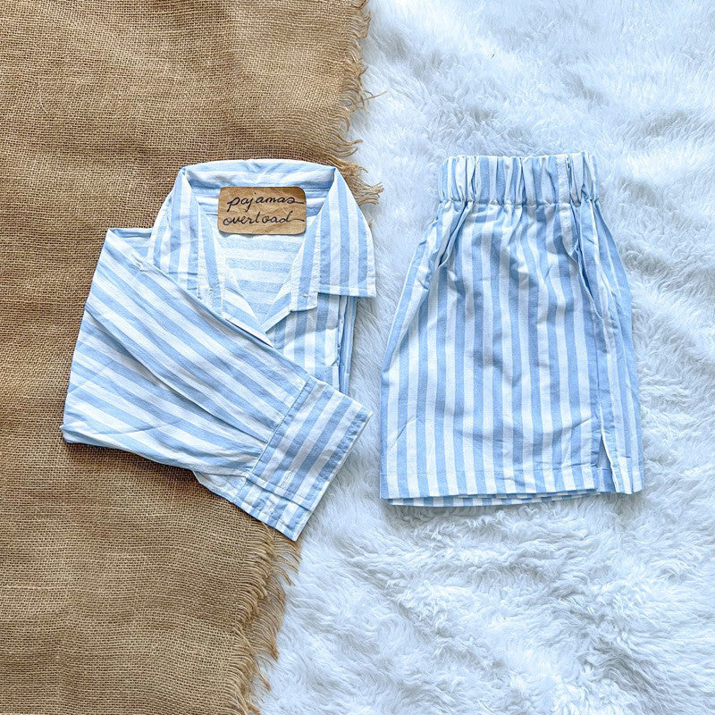 REI SET | cotton linen longsleeves oversized top + shorts loungewear set | PajamasOverload