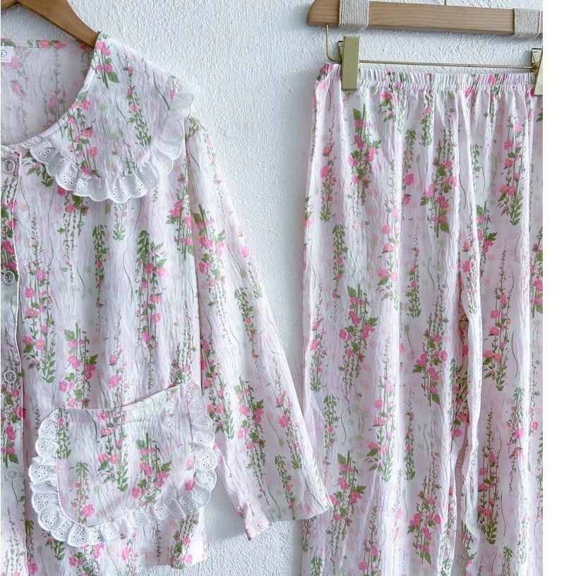 HOPE | crumpled long sleeves top + pants sleepwear pajama set | PajamasOverload