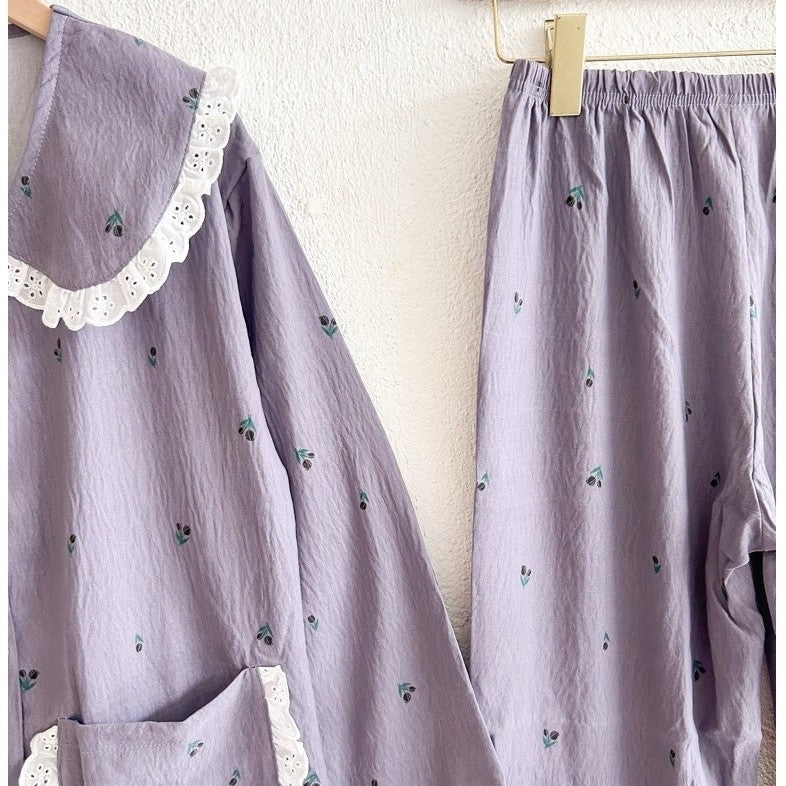 HOPE | crumpled long sleeves top + pants sleepwear pajama set | PajamasOverload