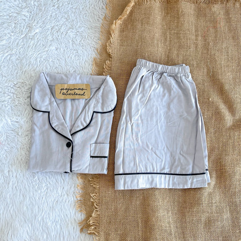 MONICA | soft linen shortsleeves + shorts sleepwear pajama set | PajamasOverload