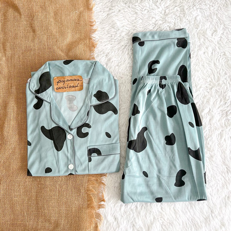 JOEY | polycotton shortsleeves + pants sleepwear pajama set | PajamasOverload