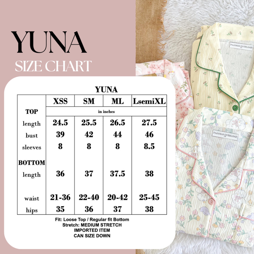 YUNA | premium cotton crepe shortsleeves top + pants sleepwear pajama set | PajamasOverload