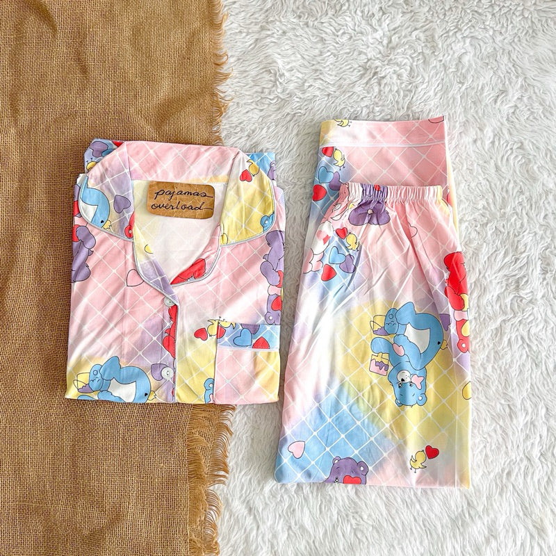 JOEY | polycotton shortsleeves + pants sleepwear pajama set | PajamasOverload