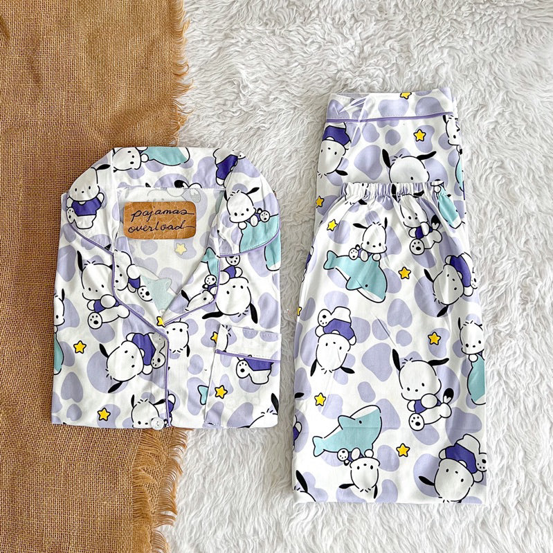 JOEY | polycotton shortsleeves + pants sleepwear pajama set | PajamasOverload