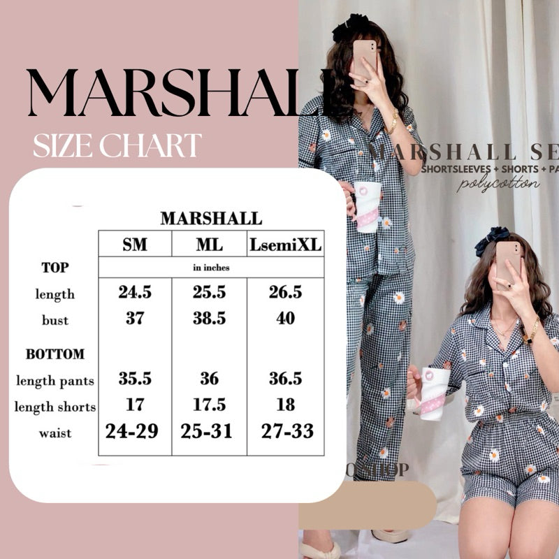 MARSHALL | polycotton shortsleeves top + pants + shorts 3in1 pajama set | PajamasOverload