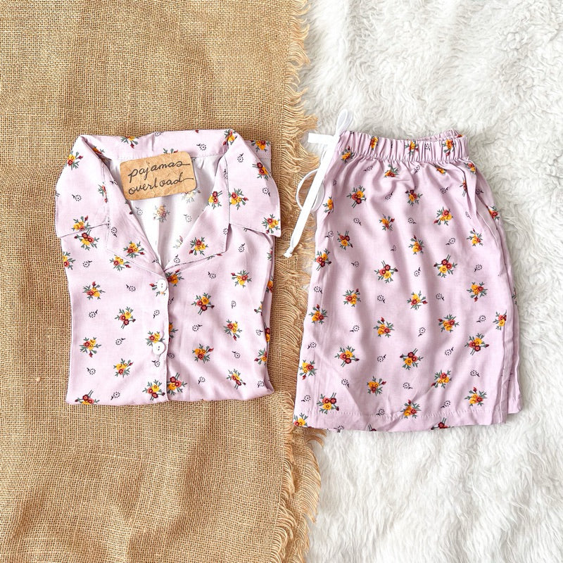 JOY LIMITED PRINT | challis/softlinen shortsleeves + shorts sleepwear pajama set | PajamasOverload