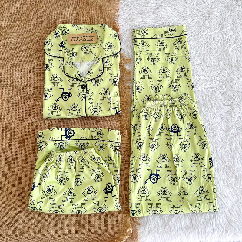 MARSHALL | polycotton 3in1 shortsleeves + pants + shorts pajama set | PajamasOverload