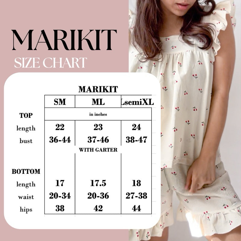 MARIKIT | bubble gauze ruffled sleeveless top + ruffled shorts sleepwear set | PajamasOverload