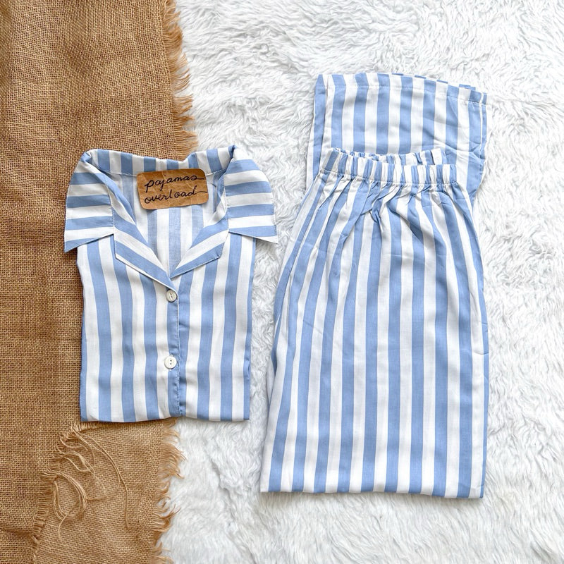 MERLIN | soft linen/Challis shortsleeves + pants sleepwear pajama set | PajamasOverload