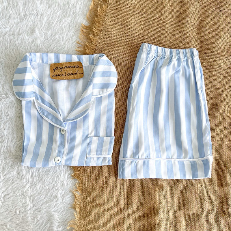 MONICA | soft linen shortsleeves + shorts sleepwear pajama set | PajamasOverload